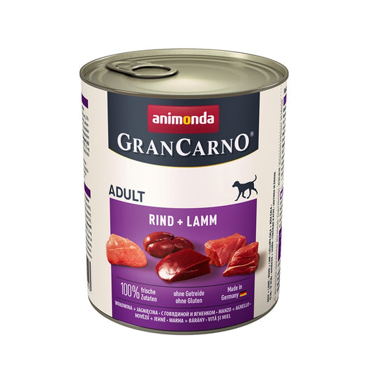 Animonda GranCarno Adult Rind + Lamm ist das ideale Nassfutter für deinen ausgewachsenen Hund zwischen 1 - 6 Jahren. Es kombiniert herzhaftes Rind mit zartem Lamm, um deinem Vierbeiner alle lebenswichtigen Nährstoffe zu bieten, die er täglich braucht. 