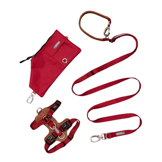Unser HiDream™ Geschirr-Spaziergang-Set in Rot ist deine Komplettlösung für Ausflüge mit deinem Hund.