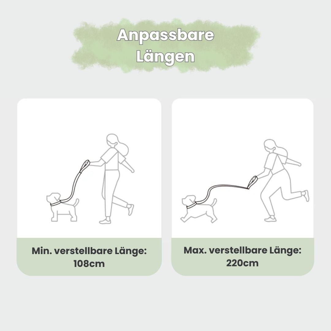 Stell dir vor, du hast eine Hundeleine, die alles kann. Die HiDream™ Leine mit Lederakzenten ist nicht nur elegant, sondern auch unglaublich vielseitig und lässt sich in der Länge von 108 bis 220 cm einstellen.