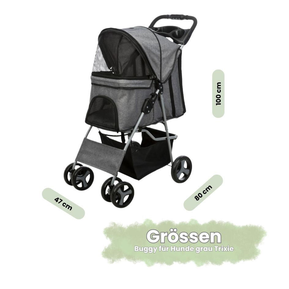 Dank der 4 stabilen Räder mit 360°-Gelenk und Federung fährt der Buggy ruhig und sicher über jeden Untergrund.