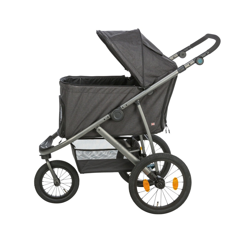 Der Buggy für Hunde in schwarz von Trixie ist die perfekte Lösung, wenn dein Vierbeiner nicht mehr so lange laufen kann oder sich unterwegs eine Pause wünscht.
