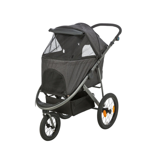 Der Buggy für Hunde in schwarz von Trixie ist die perfekte Lösung, wenn dein Vierbeiner nicht mehr so lange laufen kann oder sich unterwegs eine Pause wünscht.