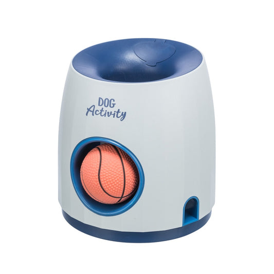 Steigere die Intelligenz deines Hundes mit dem Dog Activity Strategiespiel Ball & Treat. Dieser mechanische Leckerlispender fördert die geistige Stimulation deines Vierbeiners, in dem er durch den Balleinwurf die Leckerliausgabe auf beiden Seiten aktiviert.