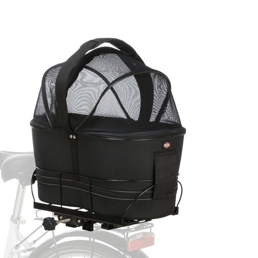 Die Trixie Fahrradtasche für Hunde ist eine durchdachte Lösung für den Gepäckträger (6–16 cm Breite). Der stabile Metallrahmen sorgt für Sicherheit, während die formstabile Tasche mit gepolsterter Bodeneinlage deinem Hund ein bequemes Plätzchen bietet. 