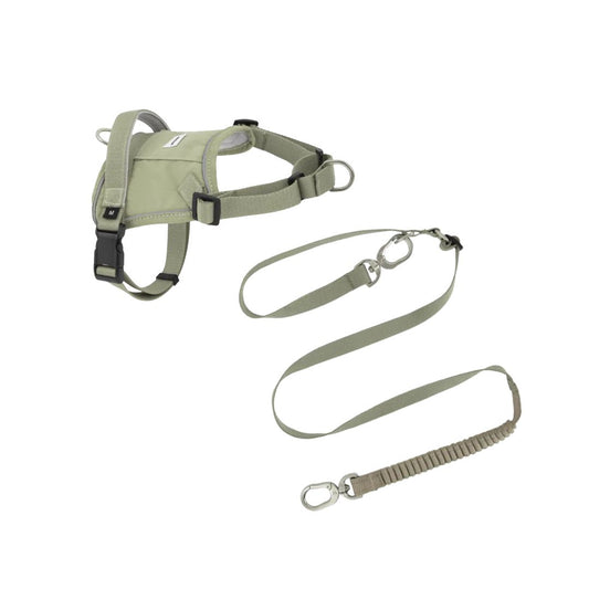 Das HiDream™ Geschirr-Spaziergang-Set Valley in Grün kombiniert alles, was du dafür brauchst: ein&nbsp;ergonomisches Hundegeschirr, das den Halsbereich schont und Ziehen verhindert, sowie eine vielseitige Hundeleine, die du flexibel in der Hand oder bequem um die Hüfte tragen kannst (Verstellbare Länge: 114-143cm).