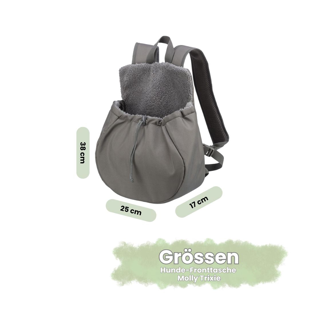 Schenke deiner kleinen Fellnase Nähe und Sicherheit mit der Fronttasche Molly. Perfekt für Welpen und kleine Hunde, sorgt diese Tasche für ein Gefühl von Geborgenheit und stärkt eure Bindung.
