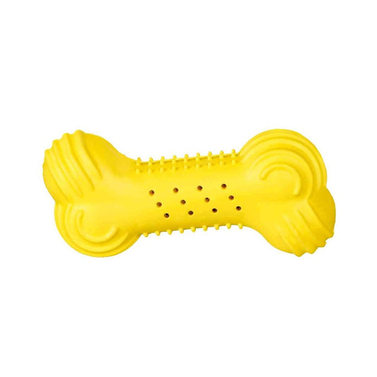 Der Trixie Kühl-Knochen aus Naturgummi ist die perfekte Erfrischung für heisse Tage oder zahnende Welpen. Er saugt sich mit Wasser voll, das beim Kauen durch kleine Löcher entweicht – das sorgt für angenehme Abkühlung. Für einen extra Frische-Kick kann der Knochen vor dem Einsatz eingefroren werden.