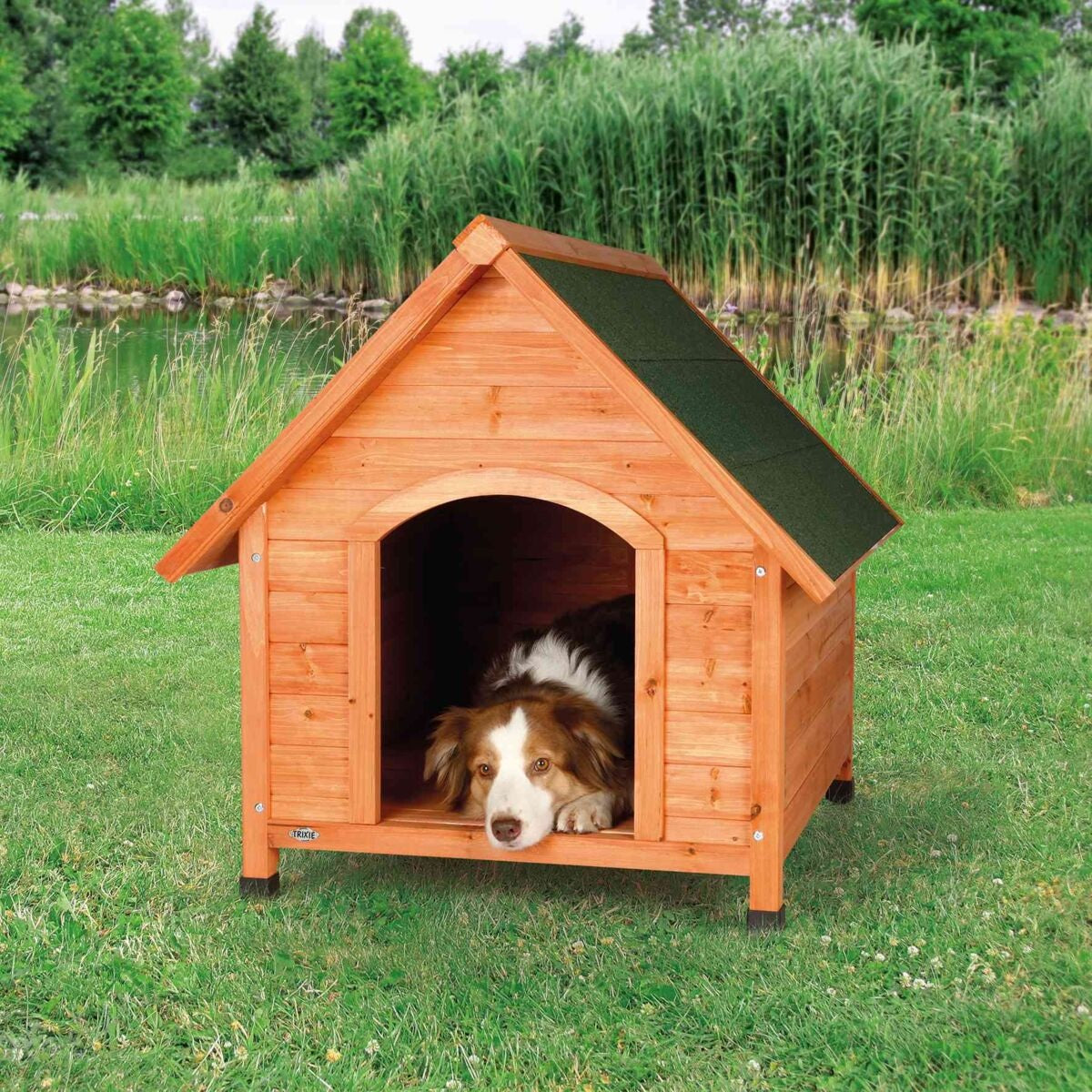 Diese Hundehütte bietet deinem Vierbeiner ein gemütliches und sicheres Heim unter freiem Himmel. Ausgestattet mit erhöhten Beinen, schützt sie vor Bodenfeuchte und -kälte, während die justierbaren Füsse eine stabile Position auf jedem Untergrund garantieren.