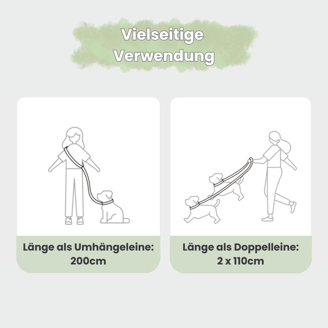 Stell dir vor, du hast eine Hundeleine, die alles kann. Die HiDream™ Leine mit Lederakzenten ist nicht nur elegant, sondern auch unglaublich vielseitig und lässt sich in der Länge von 108 bis 220 cm einstellen.