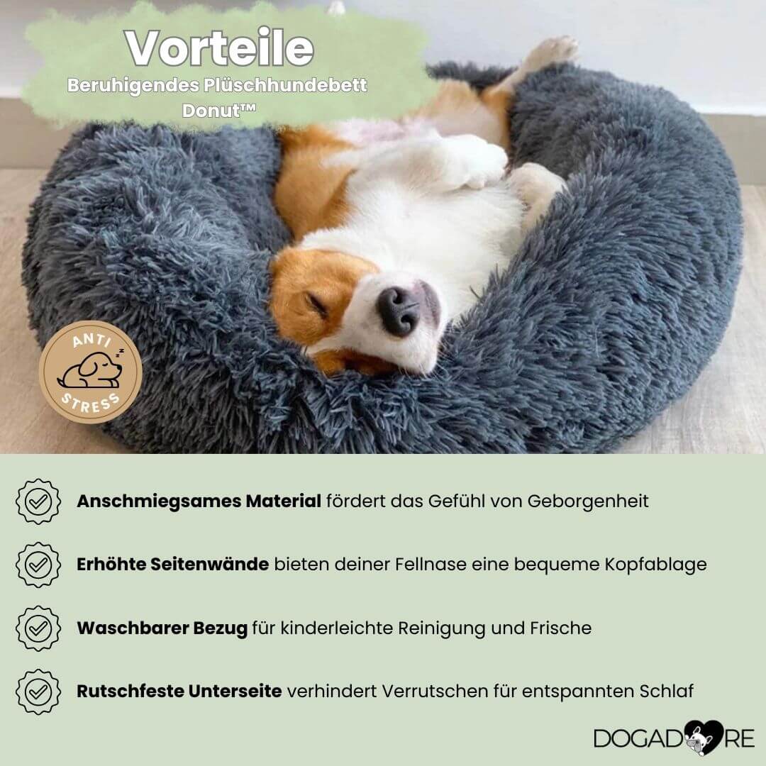 Vorteile des beruhigenden Plüschhundebettes im Überblick.